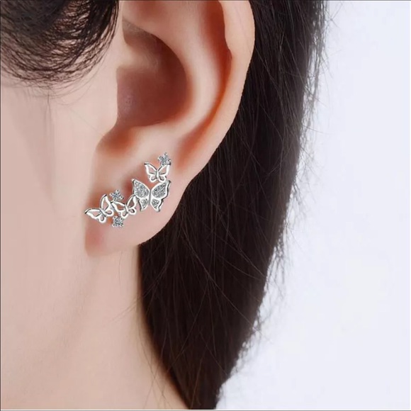 🌟 Silver 925 Butterfly 🦋 Stud Earrings - Picture 5 of 5
